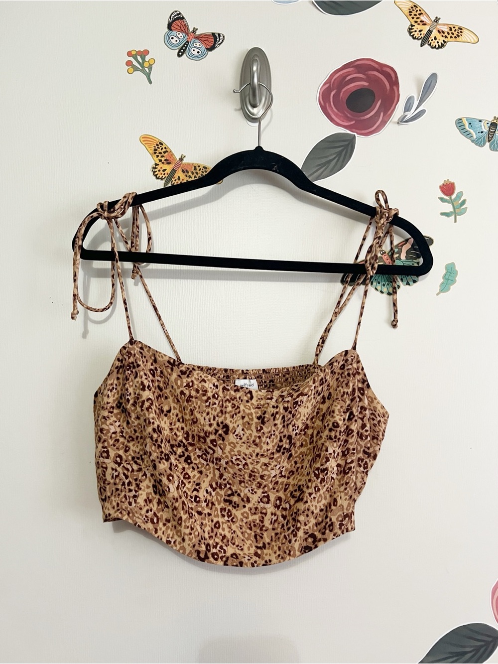 Wilfred Leopard Print Tie-Strap Cropped Cami - Brown